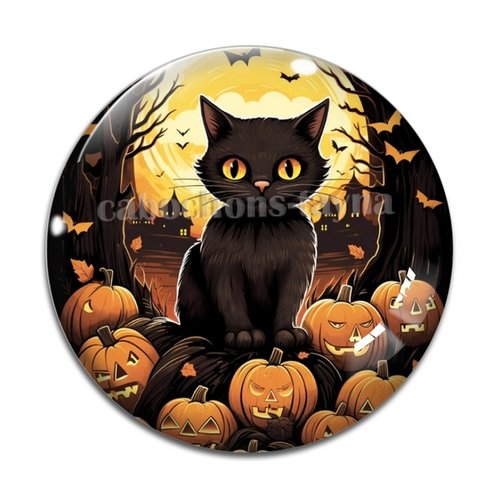 Cabochon chat halloween, résine ou verre différente taille