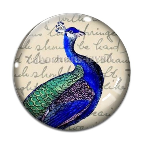 Cabochon paon, résine ou verre différente taille