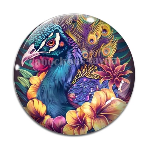 Cabochon paon, résine ou verre différente taille