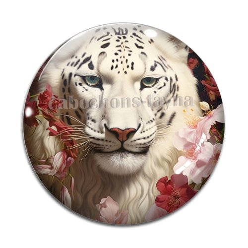 Cabochon tigre blanc, résine ou verre différente taille