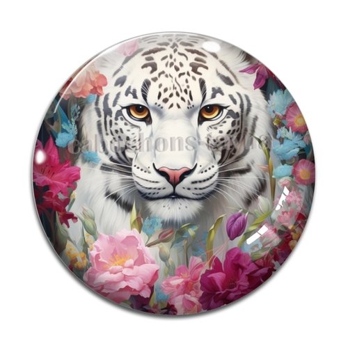 Cabochon tigre blanc, résine ou verre différente taille