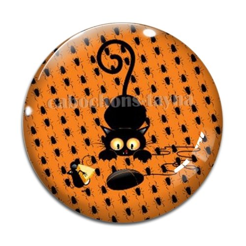 Cabochon chat halloween, résine ou verre différente taille