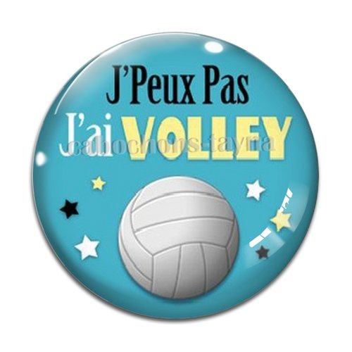 Cabochon j'peux pas j'ai volley, résine ou verre différente taille