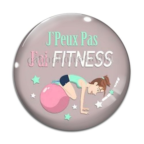 Cabochon j'peux pas j'ai fitness, résine ou verre différente taille