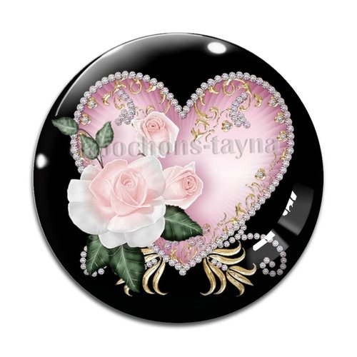 Cabochon cœur, en résine ou en verre différente taille