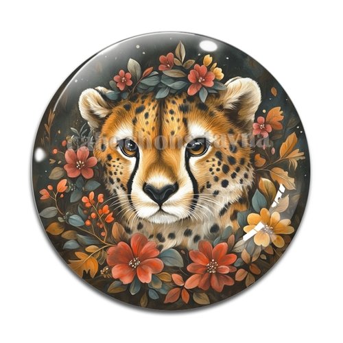Cabochon guépard, résine ou verre différente taille
