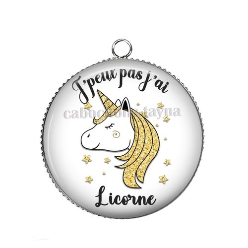 Pendentif j'peux pas j'ai licorne