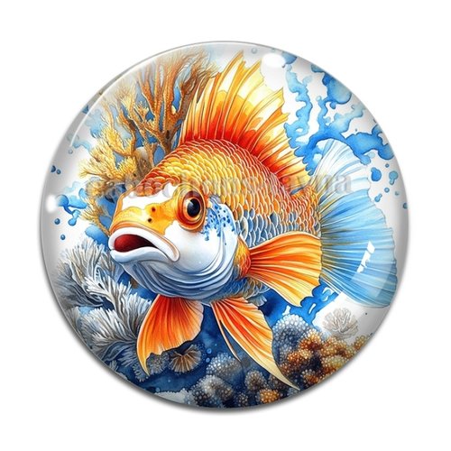 Cabochon poisson, cabochon résine ou verre rond différente taille