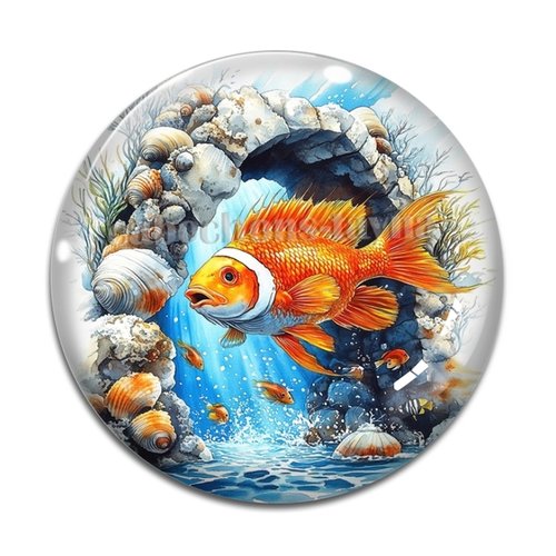 Cabochon poisson, cabochon résine ou verre rond différente taille
