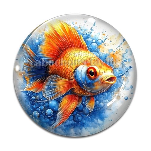 Cabochon poisson, cabochon résine ou verre rond différente taille