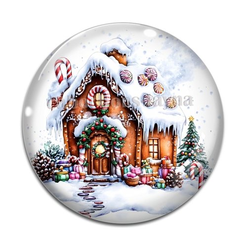 Cabochon maison de noël, cabochon résine ou verre rond différente taille