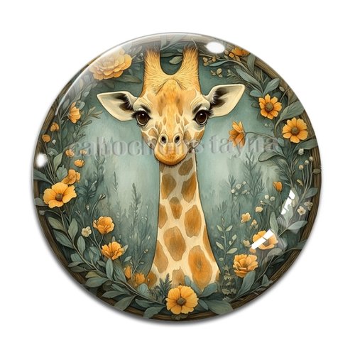 Cabochon girafe, cabochon résine ou verre rond différente taille