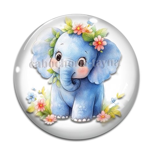 Cabochon éléphant, cabochon résine ou verre rond différente taille
