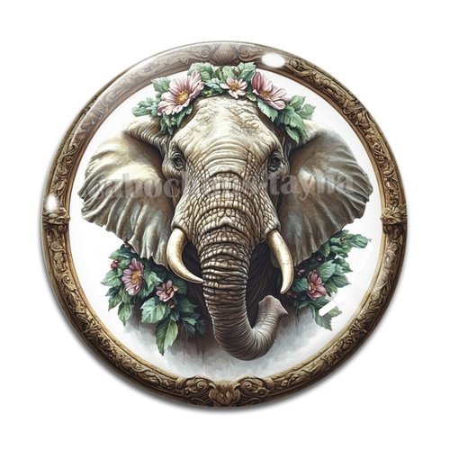 Cabochon éléphant, cabochon résine ou verre rond différente taille