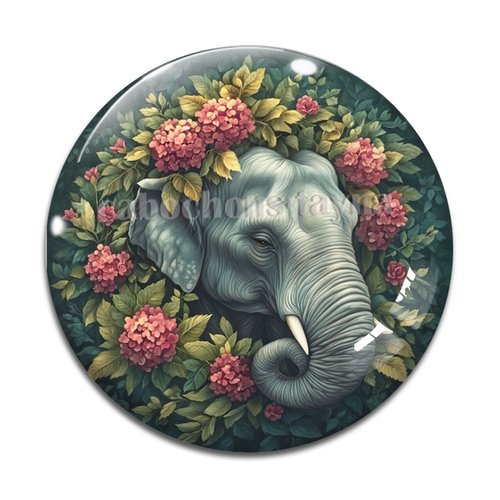 Cabochon éléphant, cabochon résine ou verre rond différente taille