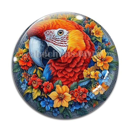 Cabochon perroquet, cabochon résine ou verre rond différente taille