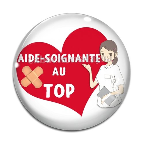 Cabochon aide soignante, cabochon résine ou verre rond différente taille