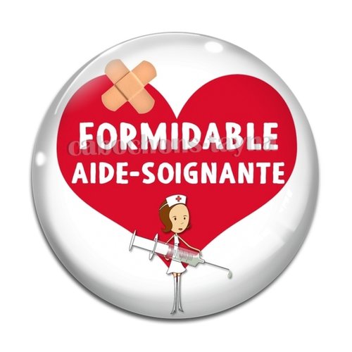 Cabochon aide soignante, cabochon résine ou verre rond différente taille