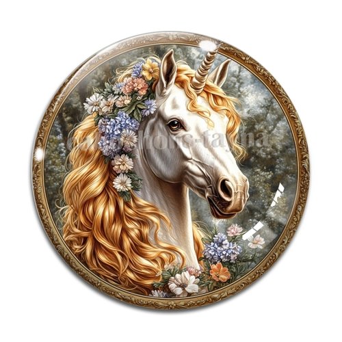 Cabochon licorne, cabochon résine ou verre rond différente taille