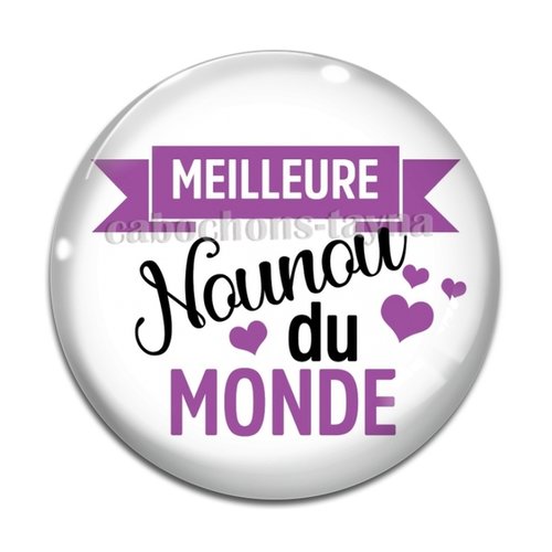 Cabochon meilleure nounou, cabochon résine ou verre rond différente taille
