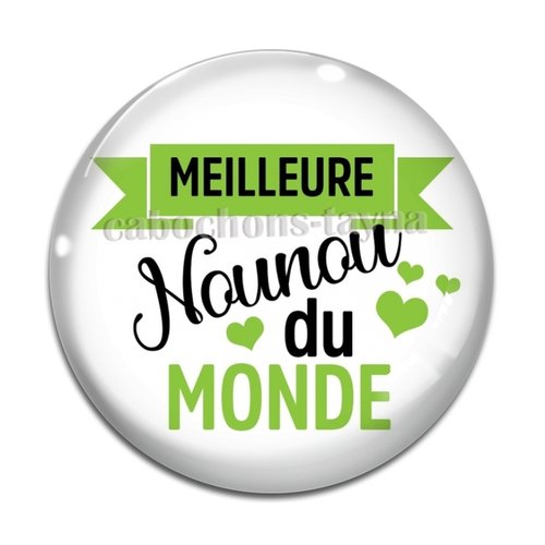 Cabochon meilleure nounou, cabochon résine ou verre rond différente taille