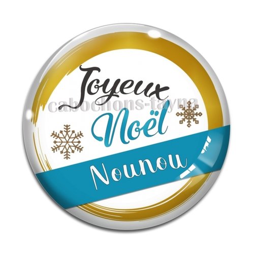 Cabochon joyeux noël nounou, cabochon résine ou verre rond différente taille