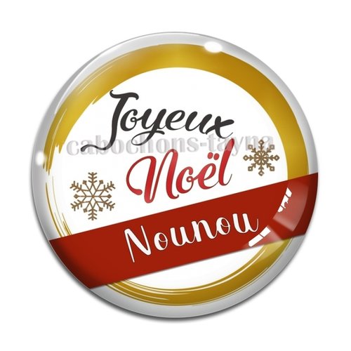 Cabochon joyeux noël nounou, cabochon résine ou verre rond différente taille
