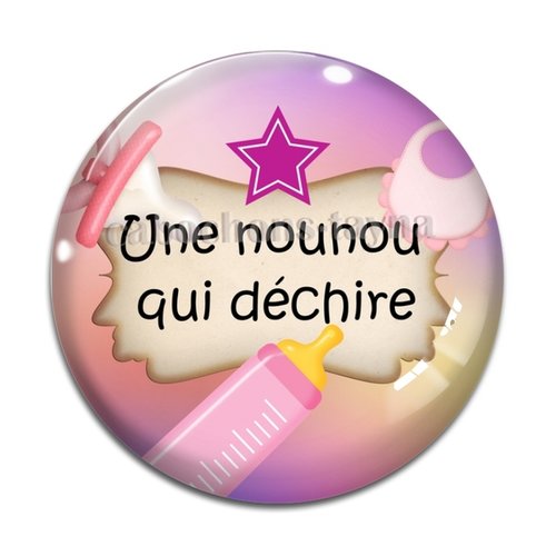 Cabochon nounou qui déchire, cabochon résine ou verre rond différente taille