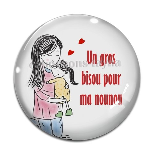 Cabochon gros bisou nounou, cabochon résine ou verre rond différente taille