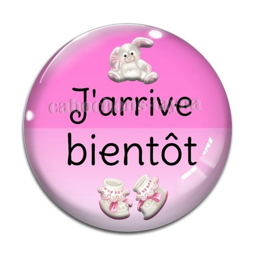 Cabochon bientôt j'arrive, cabochon résine ou verre rond différente taille