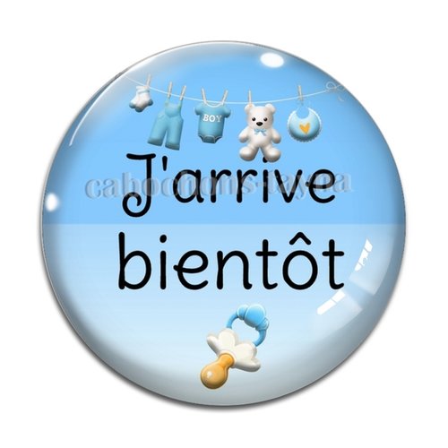 Cabochon bientôt j'arrive, cabochon résine ou verre rond différente taille