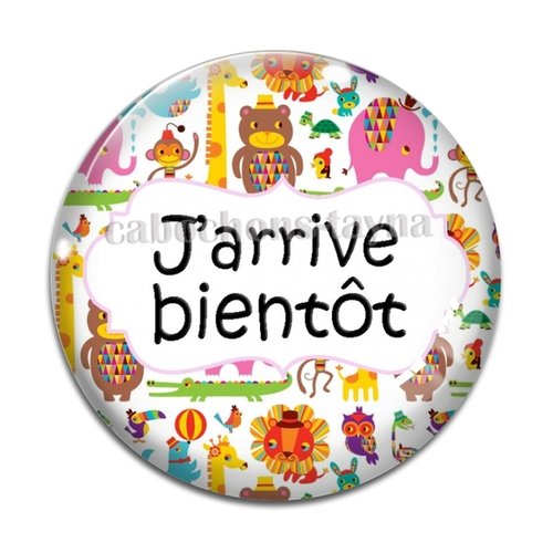 Cabochon bientôt j'arrive, cabochon résine ou verre rond différente taille