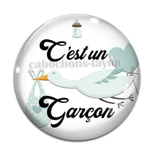 Cabochon c'est un garçon, cabochon résine ou verre rond différente taille