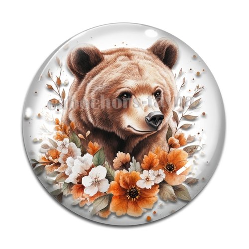 Cabochon ours, cabochon résine ou verre rond différente taille
