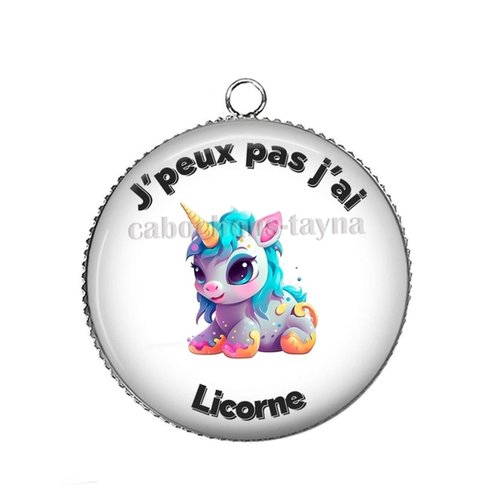 Pendentif j'peux pas j'ai licorne