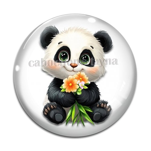 Cabochon panda, cabochon résine ou verre rond différente taille