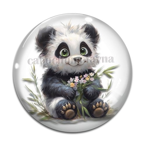 Cabochon panda, cabochon résine ou verre rond différente taille