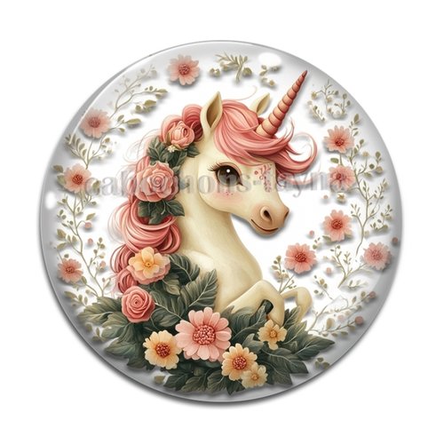 Cabochon licorne, cabochon résine ou verre rond différente taille