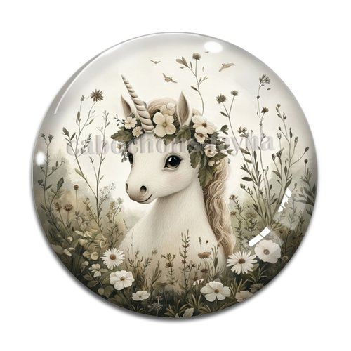 Cabochon licorne, cabochon résine ou verre rond différente taille
