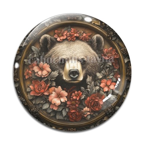 Cabochon ours, cabochon résine ou verre rond différente taille