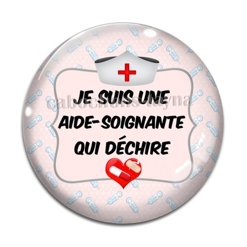 Cabochon aide soignante, cabochon résine ou verre rond différente taille