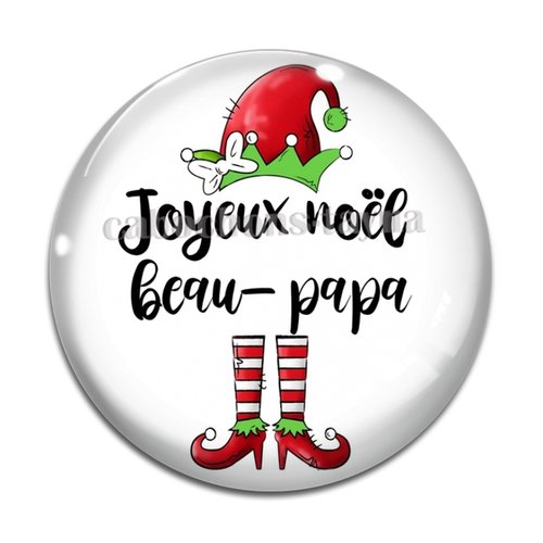 Cabochon joyeux noël beau papa, cabochon résine ou verre rond différente taille