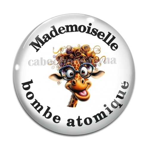 Cabochon mademoiselle bombe atomique, cabochon résine ou verre rond différente taille