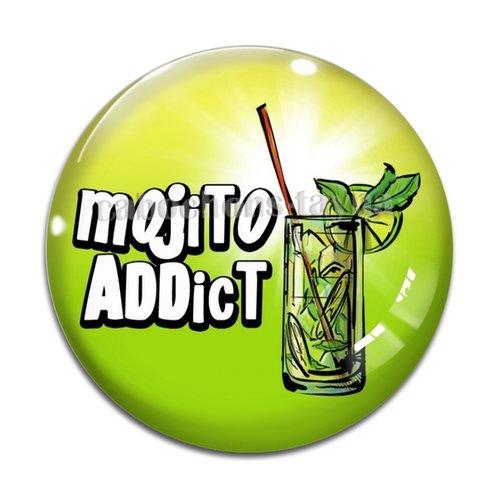 Cabochon mojito addict cabochon résine ou verre rond différente taille