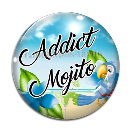 Cabochon mojito addict cabochon résine ou verre rond différente taille