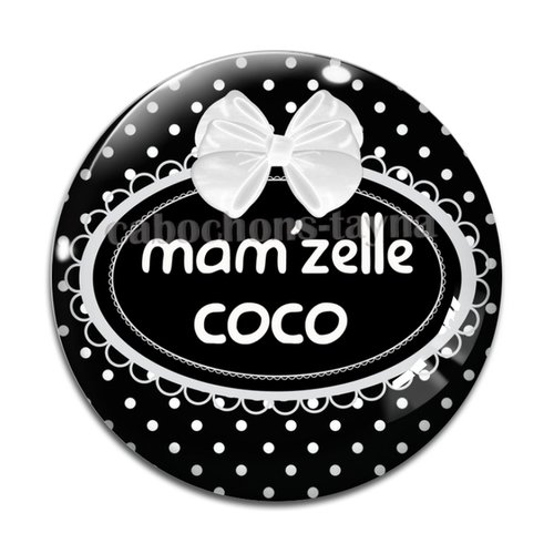 Cabochon man'zelle coco, cabochon résine ou verre rond différente taille