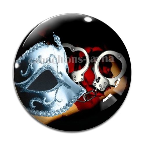 Cabochon masque et menottes, cabochon résine ou verre rond différente taille