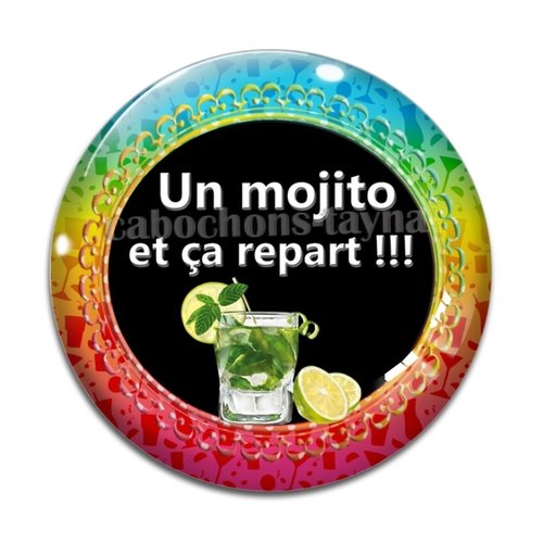 Cabochon  mojito, cabochon résine ou verre rond différente taille