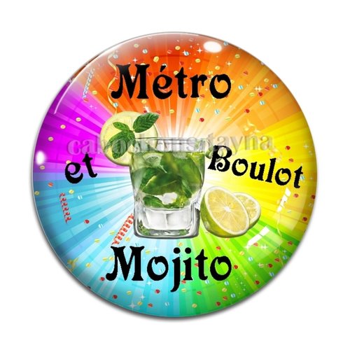 Cabochon  mojito, cabochon résine ou verre rond différente taille