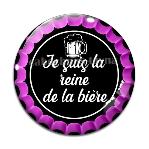 Cabochon je suis la reine de la bière, cabochon résine ou verre rond différente taille